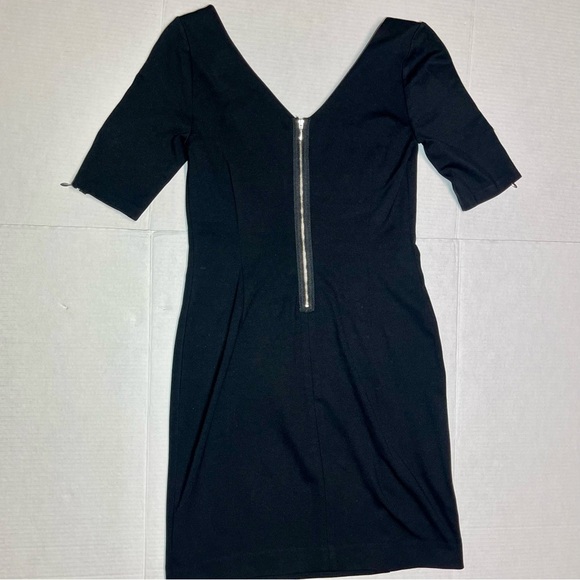 Banana Republic V-Neck Black Zipper Accent Short Sleeve Dress Size 4 - Picture 7 of 13